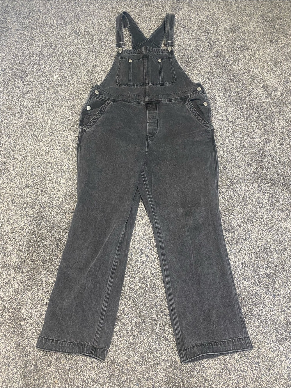 We The Free People Charcoal Gray Denim Overalls